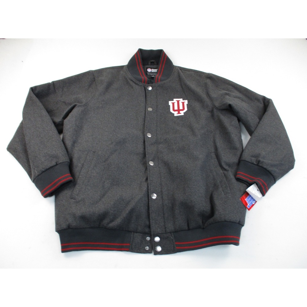 G-III Varsity Jacket Mens XXL Gray Indiana Hoosiers NCAA Quilted Bomber LA12C105